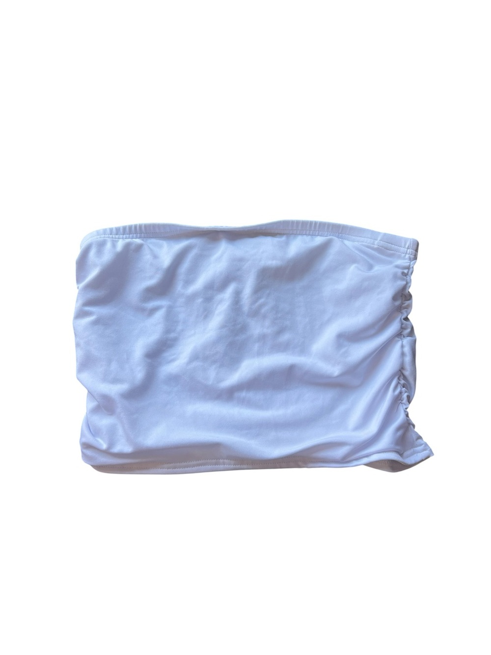 SHEIN White Strapless Ruched Side Crop Tube Top